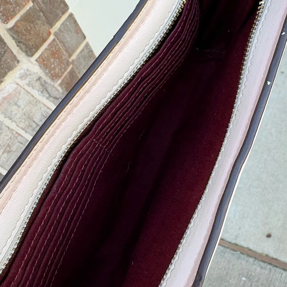 Coach Brown Signature Canvas Clutch with White Flap